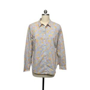 Boden Shirt‎ Womens 10R White Black Polka Dot Yellow Floral Button Down Cotton